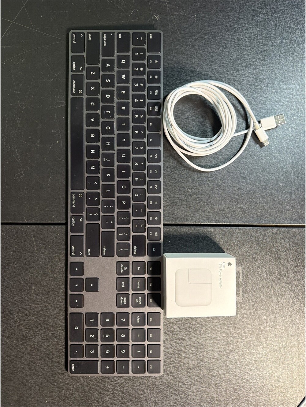 Apple Magic Mouse Keyboard A1843 Space Grey W/ Numeric Keypad + Apple Charger